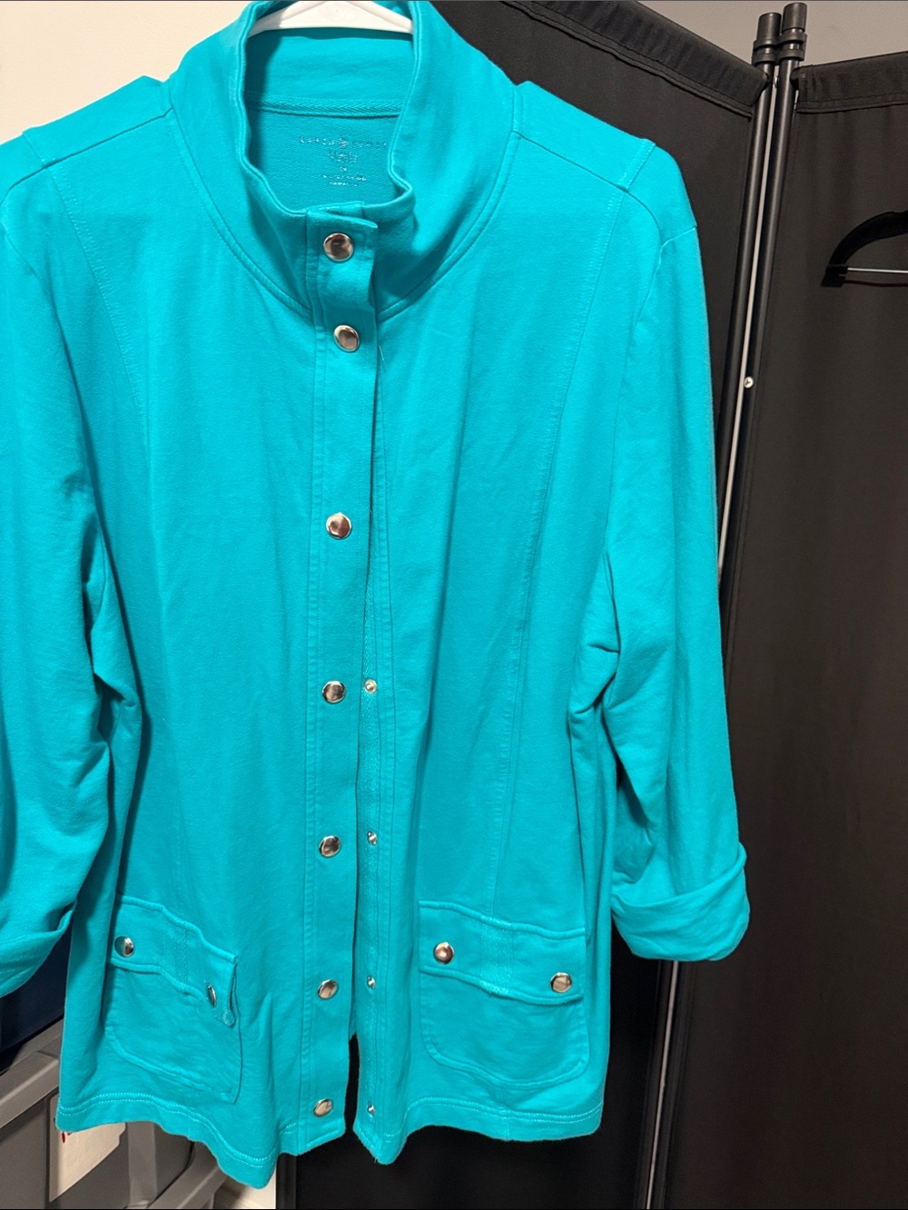 Karen Scott Women’s Teal Snap-Front Jacket